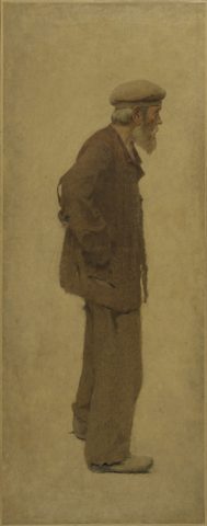The Mouthful of Bread: Old Man in Profile, Wearing a Beret, Hands in Pockets