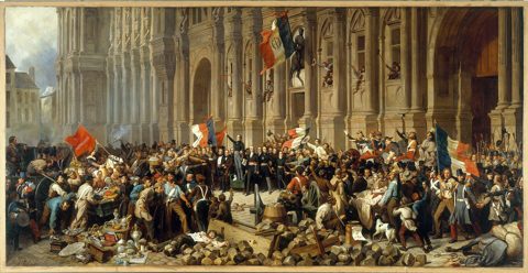 Lamartine in front of the Town Hall of Paris rejects the red flag