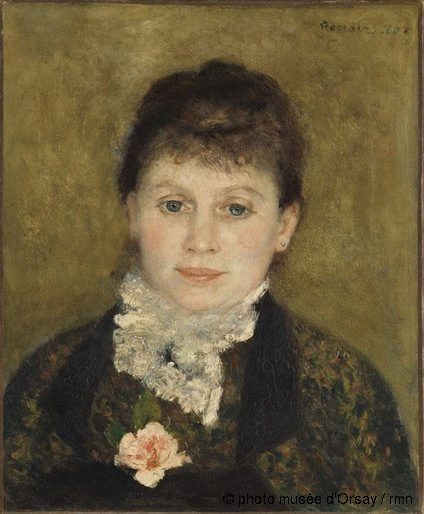 Donna con jabot bianco