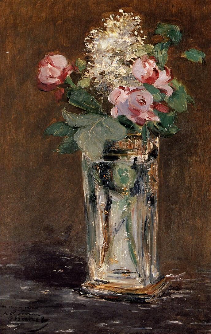 Blumen in einer Kristallvase