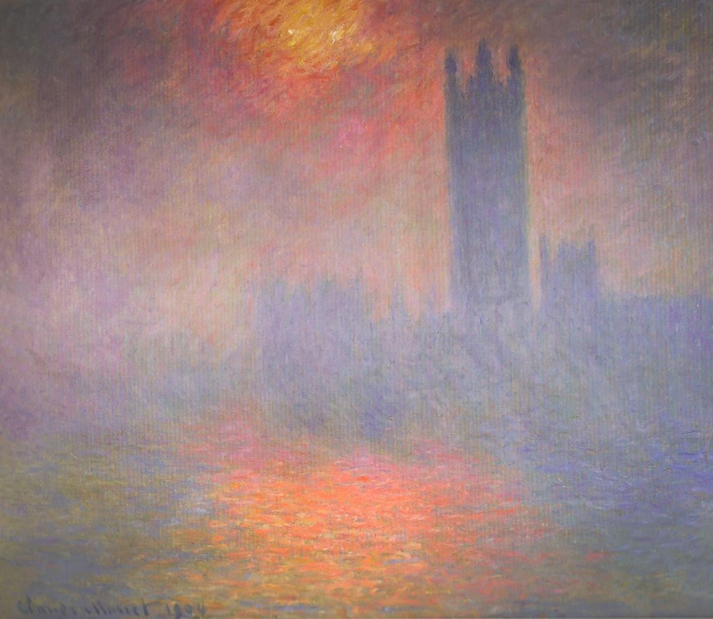 Londra, il Palazzo di Westminster, Luce del Sole che si apre nella Nebbia