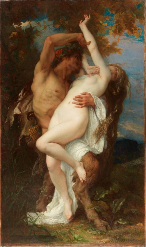 Nymphe, die von einem Faun entführt wird