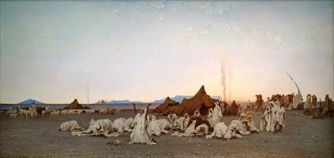Oración de la tarde en el Sahara