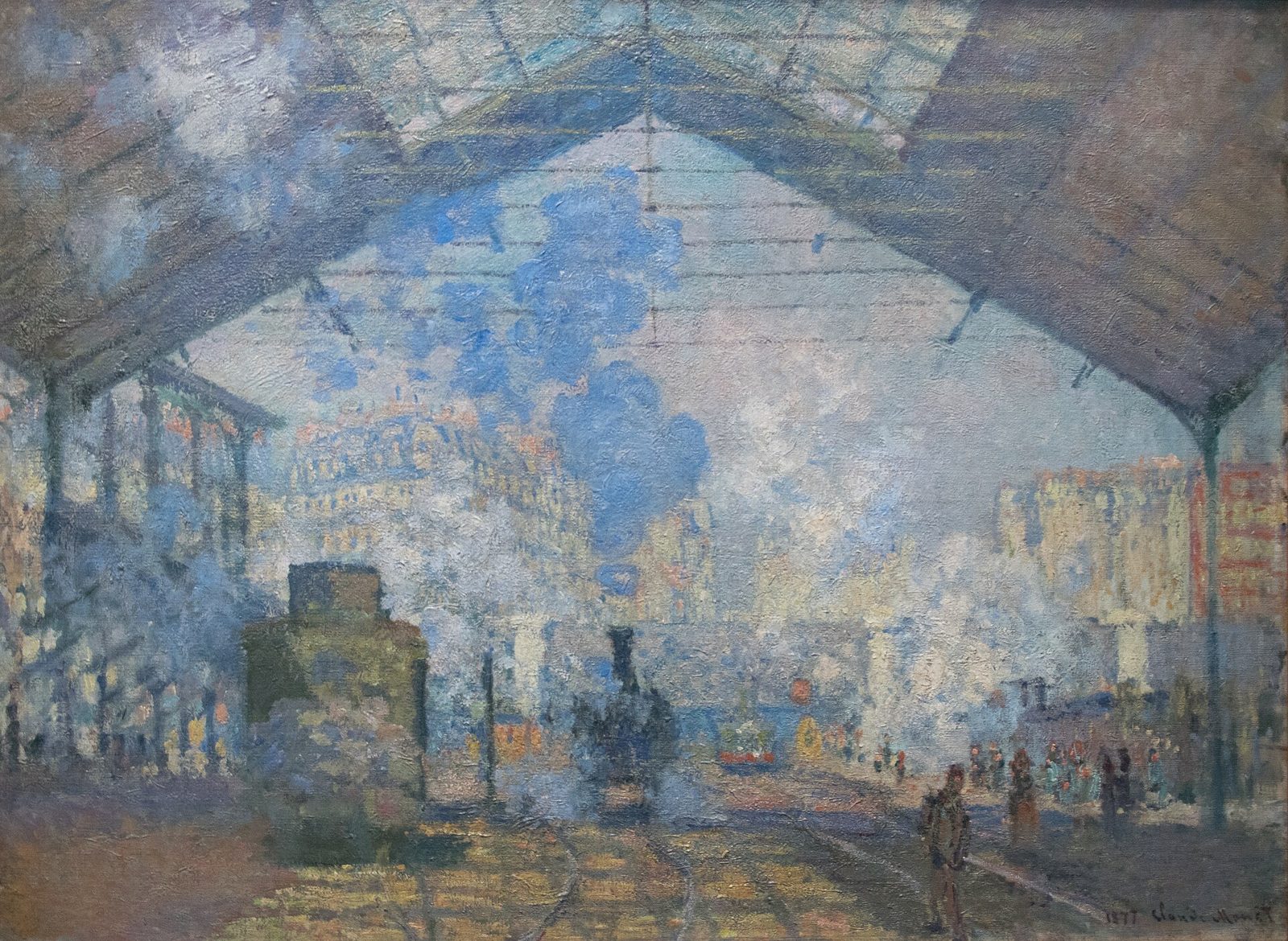 La Gare Saint-Lazare ist ein faszinierendes Werk von Claude Monet, das die geschäftige Atmosphäre des Pariser Bahnhofs einfängt. Hier sehen wir die dynamische Interaktion von Licht und Bewegung, die Monets Meisterschaft in der Impressionismus-Technik zeigt. Die Dampfwolken, die von den Zügen aufsteigen, vermischen sich mit dem Licht und schaffen eine fast traumhafte Szene. Während du das Bild betrachtest, kannst du die Hektik des Reisens und die Vorfreude auf neue Abenteuer förmlich spüren. Monet hat es geschafft, einen flüchtigen Moment der modernen Welt festzuhalten, der uns einlädt, die Schönheit im Alltäglichen zu entdecken.