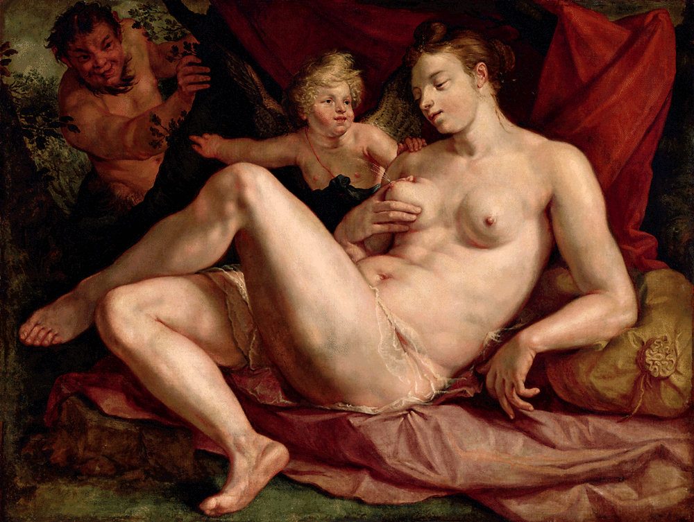Venus y Cupido espiados por un sátiro