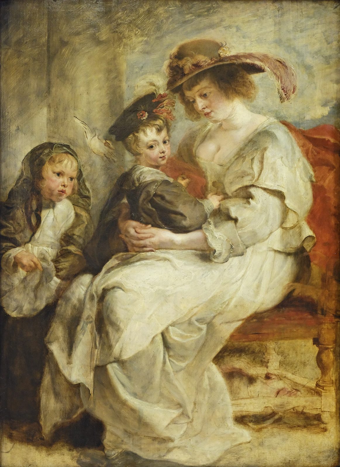 Porträt der Hélène Fourment (1614-1673) mit zweien ihrer Kinder.
