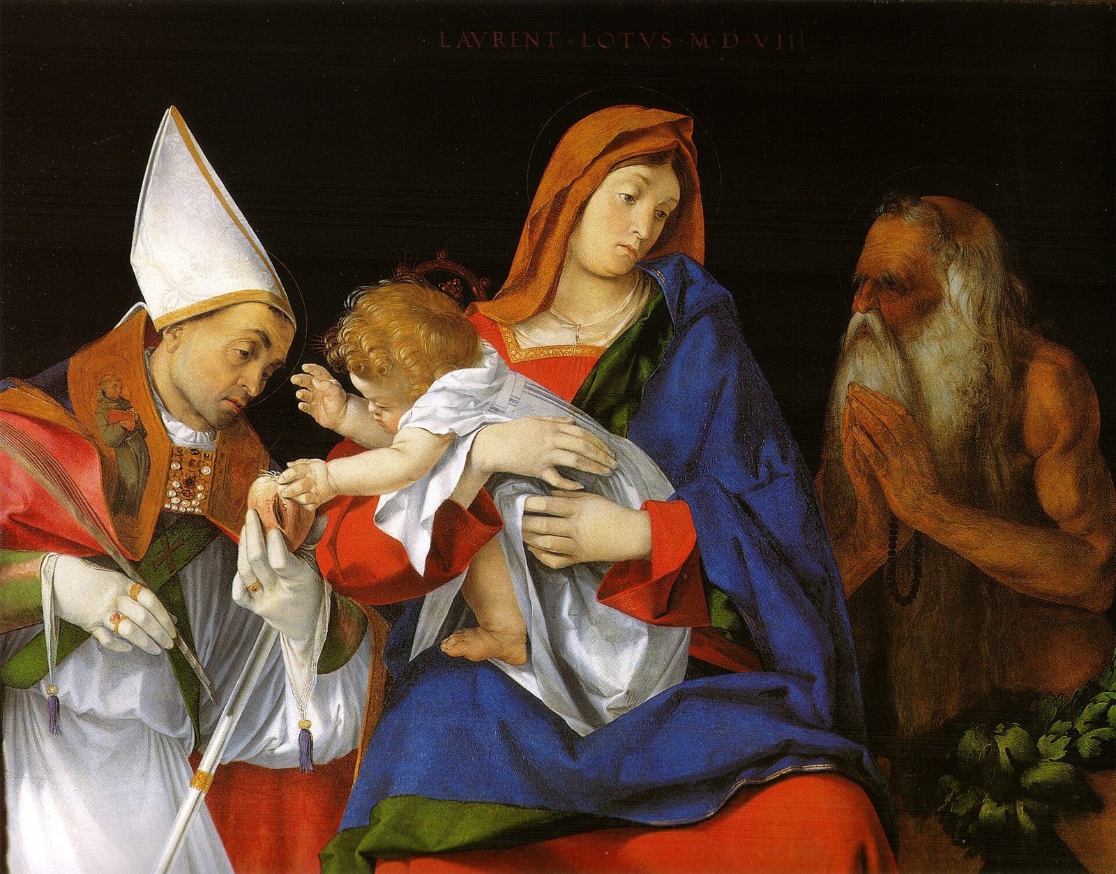 Madonna mit einem Hl. Bischof und Hl. Onuphrius
