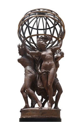 Die vier Teile der Welt, die die Himmelskugel stützen