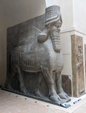 Winged bull with human head