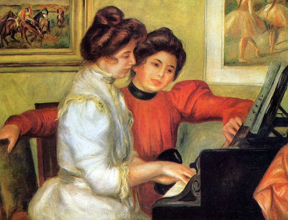 Yvonne et Christine Lerolle au piano